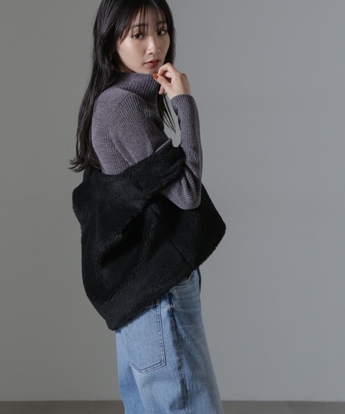 NANO universe（ナノユニバース）の「ライトボアクロップドジレ（ベスト・レディース・ブラック/グレー/アイボリー・FREE）」の13枚目の写真