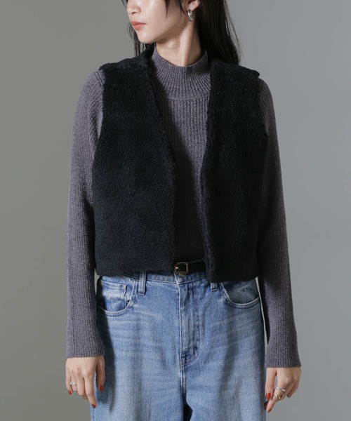 NANO universe（ナノユニバース）の「ライトボアクロップドジレ（ベスト・レディース・ブラック/グレー/アイボリー・FREE）」の11枚目の写真