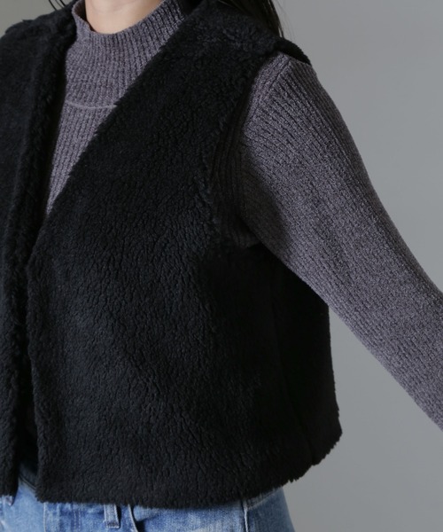 NANO universe（ナノユニバース）の「ライトボアクロップドジレ（ベスト・レディース・ブラック/グレー/アイボリー・FREE）」の7枚目の写真