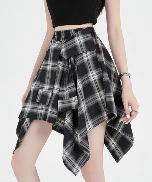 sevens】シャツ風チェックミニスカート（スカート）｜sevens