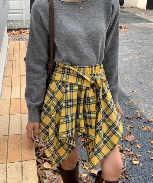 sevens(セブンズ)の「【sevens】シャツ風チェックミニスカート(スカート・レディース・イエロー/ネイビー・FREE)」の13枚目の写真