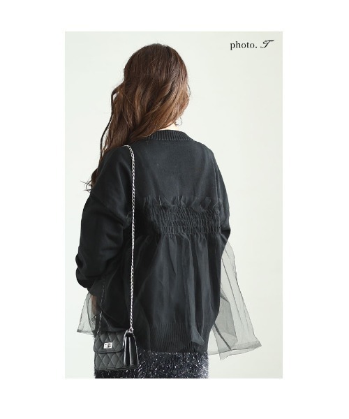 Sawa a la mode(サワアラモード)の「チュールドッキングニットトップス(ニット/セーター・レディース・ベージュ/ブラック/グレー・FREE)」の9枚目の写真