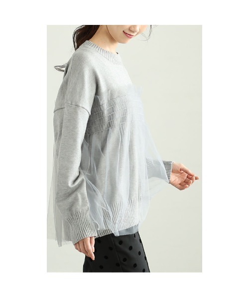 Sawa a la mode(サワアラモード)の「チュールドッキングニットトップス(ニット/セーター・レディース・ベージュ/ブラック/グレー・FREE)」の19枚目の写真