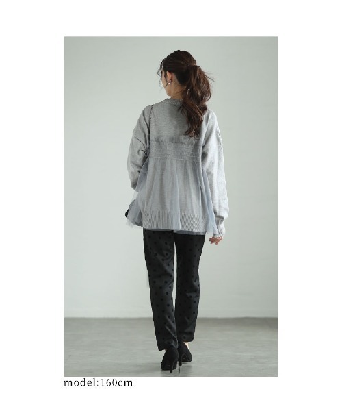 Sawa a la mode(サワアラモード)の「チュールドッキングニットトップス(ニット/セーター・レディース・ベージュ/ブラック/グレー・FREE)」の21枚目の写真