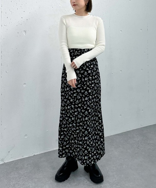 archives（アルシーヴ）の「単色花柄ギャザーナロースカート（スカート・レディース・オフホワイト/ブラック・MEDIUM）」の12枚目の写真