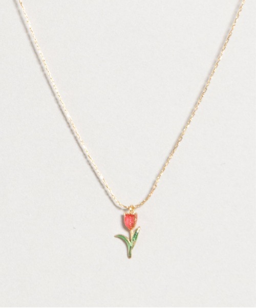 ネックレス ブローチ 本鼈甲 薔薇&ハート 2連 葉 彫刻 モチーフ B90