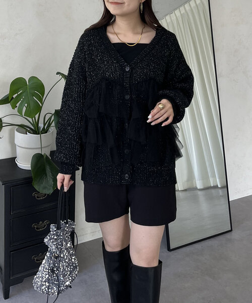 裾チュールニットカーディガン（カーディガン/ボレロ）｜prose verse（プロズヴェール）