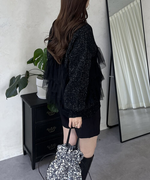 裾チュールニットカーディガン（カーディガン/ボレロ）｜prose verse（プロズヴェール）