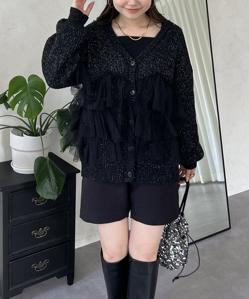 裾チュールニットカーディガン（カーディガン/ボレロ）｜prose verse（プロズヴェール）