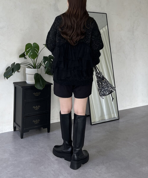 裾チュールニットカーディガン（カーディガン/ボレロ）｜prose verse（プロズヴェール）