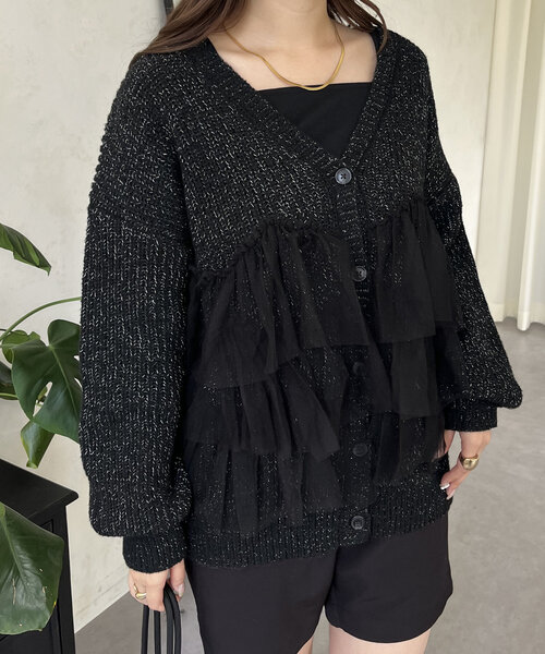 裾チュールニットカーディガン（カーディガン/ボレロ）｜prose verse（プロズヴェール）