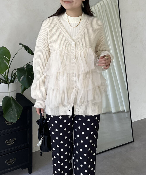 裾チュールニットカーディガン（カーディガン/ボレロ）｜prose verse（プロズヴェール）