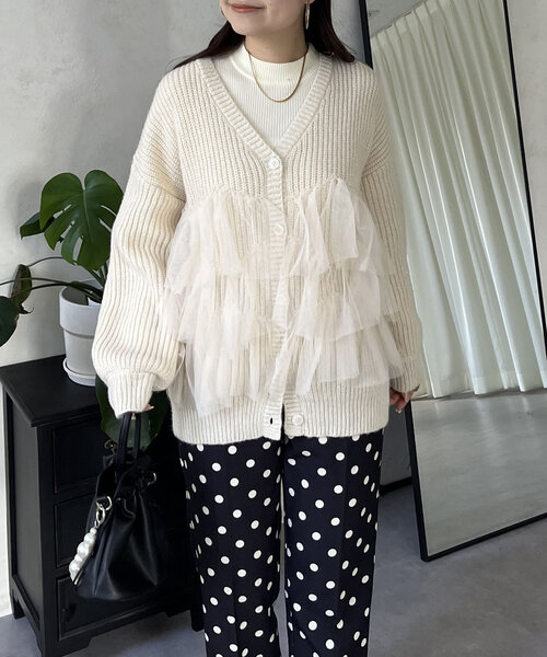 裾チュールニットカーディガン（カーディガン/ボレロ）｜prose verse（プロズヴェール）