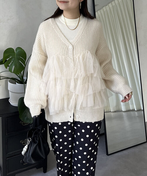 裾チュールニットカーディガン（カーディガン/ボレロ）｜prose verse（プロズヴェール）