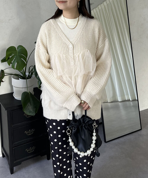 裾チュールニットカーディガン（カーディガン/ボレロ）｜prose verse（プロズヴェール）