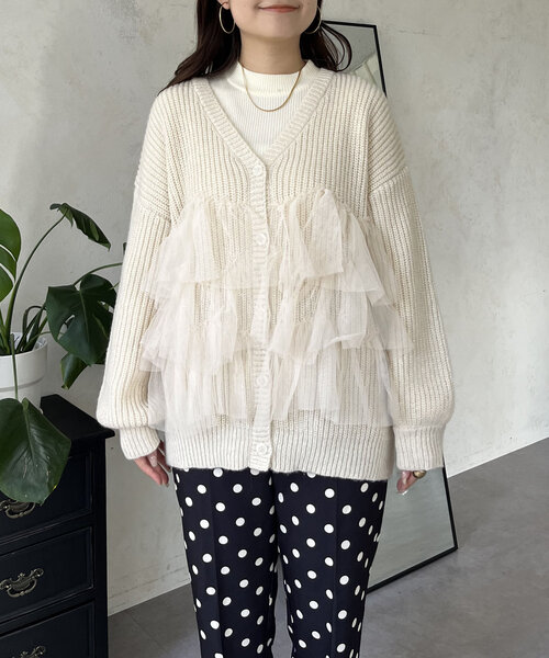 裾チュールニットカーディガン（カーディガン/ボレロ）｜prose verse（プロズヴェール）