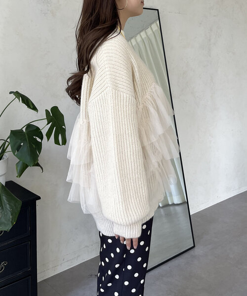 裾チュールニットカーディガン（カーディガン/ボレロ）｜prose verse（プロズヴェール）