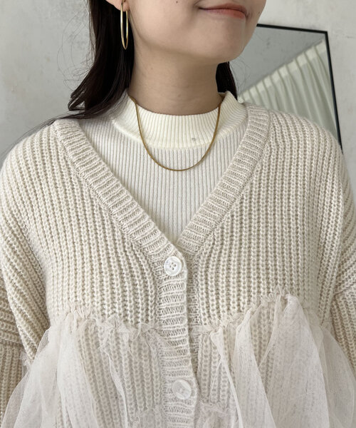 裾チュールニットカーディガン（カーディガン/ボレロ）｜prose verse（プロズヴェール）