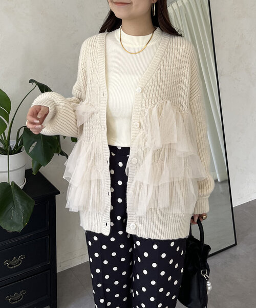 裾チュールニットカーディガン（カーディガン/ボレロ）｜prose verse（プロズヴェール）