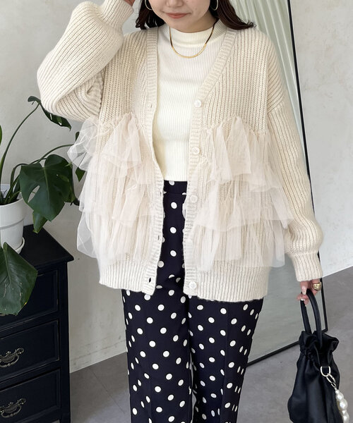 裾チュールニットカーディガン（カーディガン/ボレロ）｜prose verse（プロズヴェール）