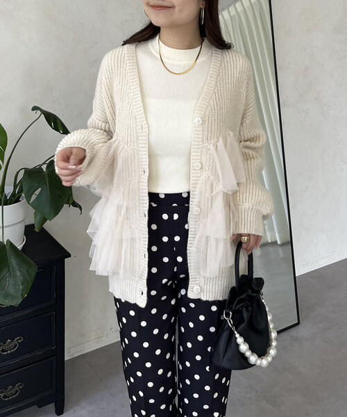 裾チュールニットカーディガン（カーディガン/ボレロ）｜prose verse（プロズヴェール）