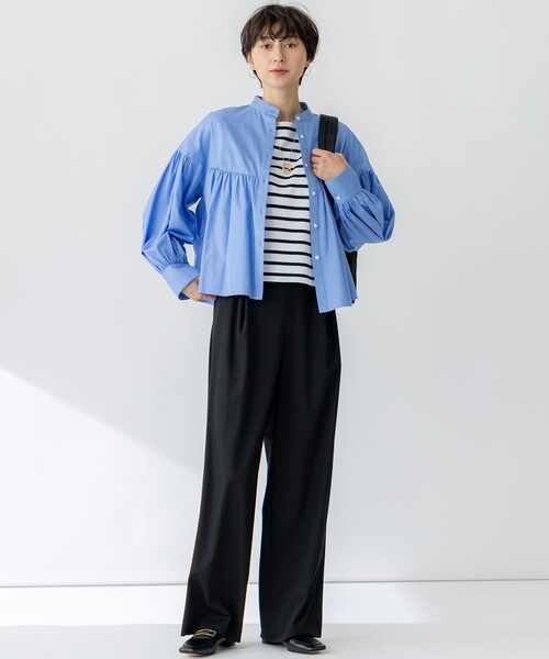 23区 L(ニジュウサンクオオキイサイズ)の「【Oggi3月号掲載/セットアップ対応】ライトクロス ワイドパンツ(その他パンツ・レディース・ネイビー系/ライトグレー系/ブラック系・50/48/46/44)」の8枚目の写真
