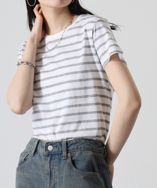 TRUSS(トラス)の「TRUSS ナローボーダーTシャツ(Tシャツ/カットソー・メンズ・ホワイト×ネイビー/ホワイト×ブラック/ホワイト×グレー・XL/L/XS/S/M)」の15枚目の写真