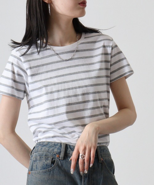 TRUSS(トラス)の「TRUSS ナローボーダーTシャツ(Tシャツ/カットソー・メンズ・ホワイト×ネイビー/ホワイト×ブラック/ホワイト×グレー・XL/L/XS/S/M)」の16枚目の写真