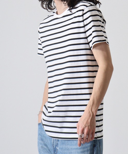 TRUSS(トラス)の「TRUSS ナローボーダーTシャツ(Tシャツ/カットソー・メンズ・ホワイト×ネイビー/ホワイト×ブラック/ホワイト×グレー・XL/L/XS/S/M)」の12枚目の写真