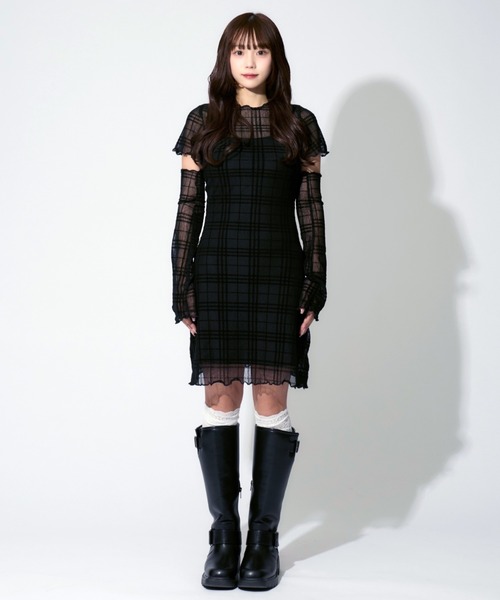 Plaid See-through Mini Dress / シースルーチェック柄ミニ