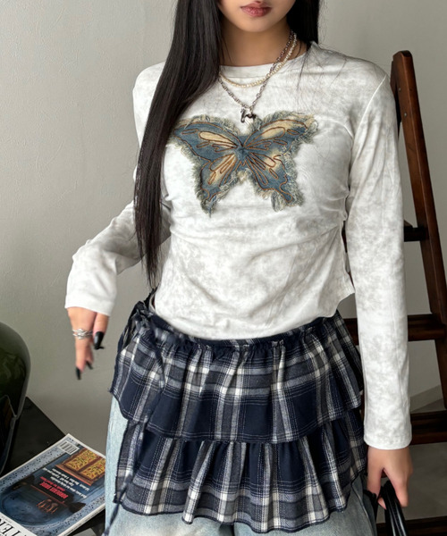 Good Riddance(グッドリダンス)の「【Good Riddance】ヴィンテージ グランジ バタフライ タイダイ ロンT(Tシャツ/カットソー・レディース・ブラック/ホワイト/ベージュ・FREE)」の2枚目の写真