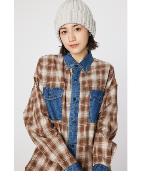 RODEO CROWNS WIDE BOWL（ロデオクラウンズワイドボウル）の「デニムドッキングチェックシャツ（シャツ/ブラウス・レディース・ブラック系その他/ブラウン系その他/ブルー系その他3・FREE）」の10枚目の写真