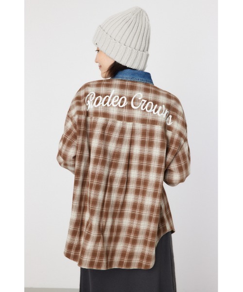 RODEO CROWNS WIDE BOWL（ロデオクラウンズワイドボウル）の「デニムドッキングチェックシャツ（シャツ/ブラウス・レディース・ブラック系その他/ブラウン系その他/ブルー系その他3・FREE）」の12枚目の写真