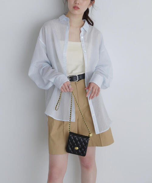 FREE'S MART（フリーズマート）の「◇シアーストライプオーバーシャツ（シャツ/ブラウス・レディース・ホワイト系その他/ブルー系その他/ピンク系その他/ベージュ系その他/イエロー系その他/グリーン系その他・FREE）」の4枚目の写真