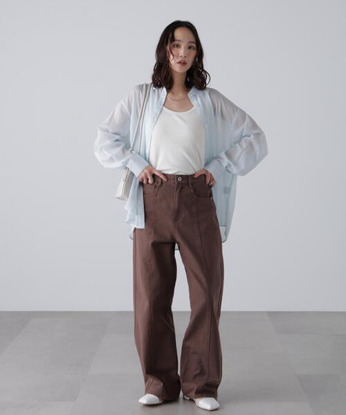 FREE'S MART（フリーズマート）の「◇シアーストライプオーバーシャツ（シャツ/ブラウス・レディース・ホワイト系その他/ブルー系その他/ピンク系その他/ベージュ系その他/イエロー系その他/グリーン系その他・FREE）」の10枚目の写真