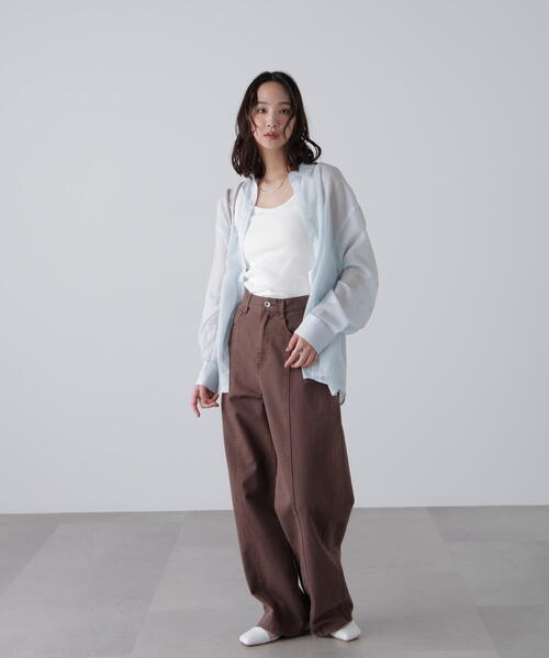 FREE'S MART（フリーズマート）の「◇シアーストライプオーバーシャツ（シャツ/ブラウス・レディース・ホワイト系その他/ブルー系その他/ピンク系その他/ベージュ系その他/イエロー系その他/グリーン系その他・FREE）」の11枚目の写真