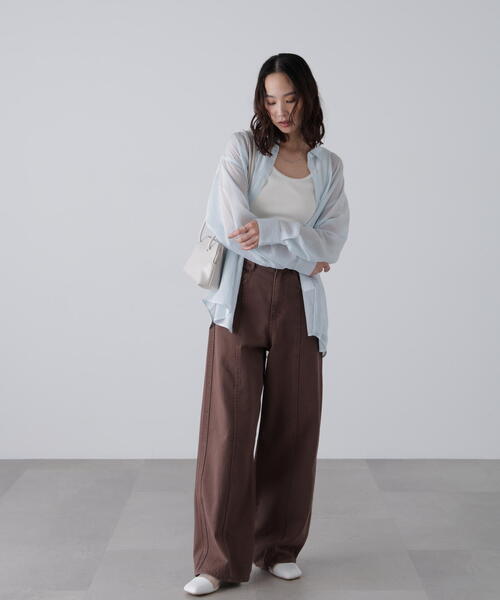 FREE'S MART（フリーズマート）の「◇シアーストライプオーバーシャツ（シャツ/ブラウス・レディース・ホワイト系その他/ブルー系その他/ピンク系その他/ベージュ系その他/イエロー系その他/グリーン系その他・FREE）」の12枚目の写真