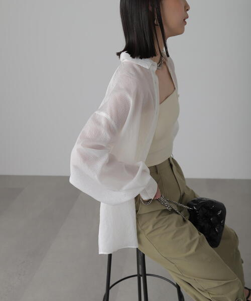 FREE'S MART（フリーズマート）の「◇シアーストライプオーバーシャツ（シャツ/ブラウス・レディース・ホワイト系その他/ブルー系その他/ピンク系その他/ベージュ系その他/イエロー系その他/グリーン系その他・FREE）」の14枚目の写真