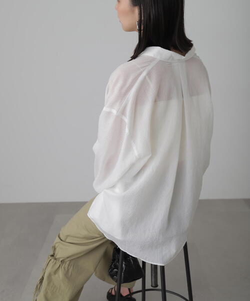 FREE'S MART（フリーズマート）の「◇シアーストライプオーバーシャツ（シャツ/ブラウス・レディース・ホワイト系その他/ブルー系その他/ピンク系その他/ベージュ系その他/イエロー系その他/グリーン系その他・FREE）」の15枚目の写真