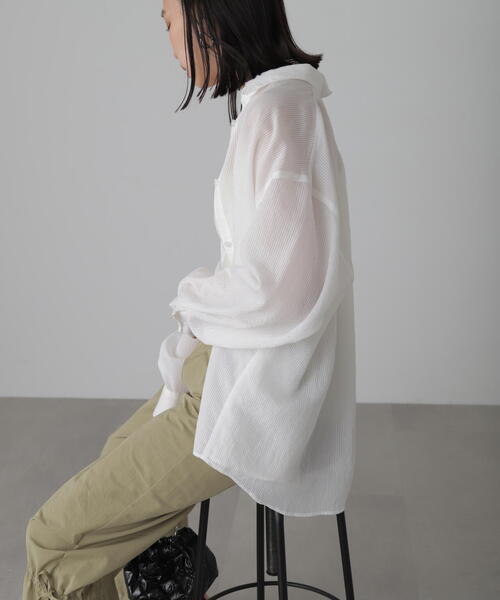 FREE'S MART（フリーズマート）の「◇シアーストライプオーバーシャツ（シャツ/ブラウス・レディース・ホワイト系その他/ブルー系その他/ピンク系その他/ベージュ系その他/イエロー系その他/グリーン系その他・FREE）」の16枚目の写真