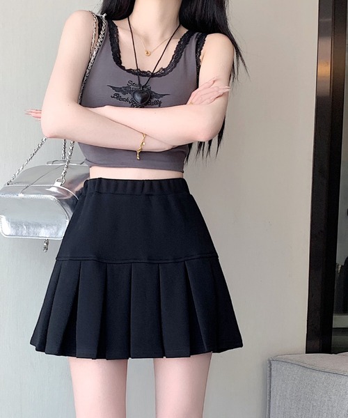 新品タグ付『即完売品』S/S 25 ウールギャババックプリーツミニスカート 01 ウールギャバ バックプリーツミニスカート(ブラック