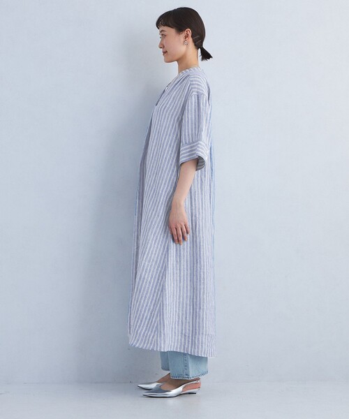 green label relaxing（グリーンレーベルリラクシング）の「［size SHORTあり］フレンチリネン シャツ ワンピース（シャツワンピース・レディース・ベージュ/ブラック/その他1・FREE/SHORT）」の15枚目の写真