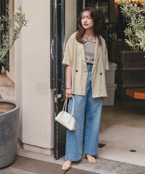 titivate（ティティベイト）の「シアーテーラードハーフジャケット（テーラードジャケット・レディース・ネイビー/ナチュラル/ブラウン/ブラック・L/M/S）」の18枚目の写真