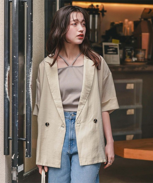 titivate（ティティベイト）の「シアーテーラードハーフジャケット（テーラードジャケット・レディース・ネイビー/ナチュラル/ブラウン/ブラック・L/M/S）」の19枚目の写真