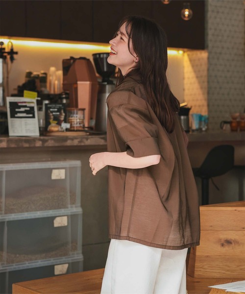 titivate（ティティベイト）の「シアーテーラードハーフジャケット（テーラードジャケット・レディース・ネイビー/ナチュラル/ブラウン/ブラック・L/M/S）」の12枚目の写真