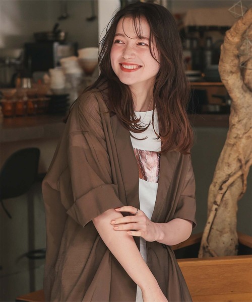 titivate（ティティベイト）の「シアーテーラードハーフジャケット（テーラードジャケット・レディース・ネイビー/ナチュラル/ブラウン/ブラック・L/M/S）」の13枚目の写真