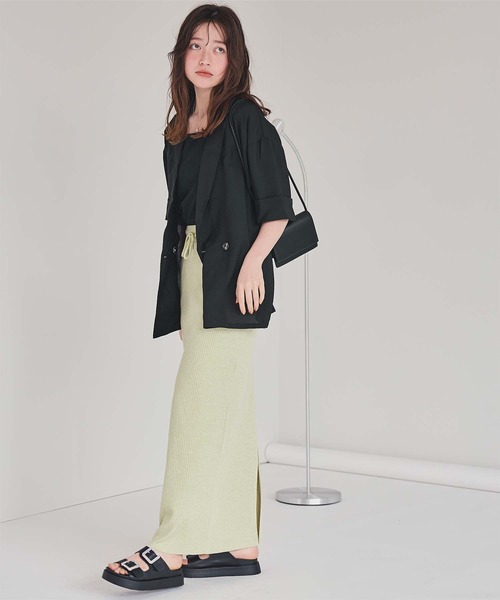 titivate（ティティベイト）の「シアーテーラードハーフジャケット（テーラードジャケット・レディース・ネイビー/ナチュラル/ブラウン/ブラック・L/M/S）」の7枚目の写真