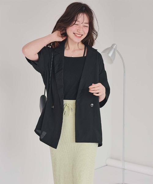 titivate（ティティベイト）の「シアーテーラードハーフジャケット（テーラードジャケット・レディース・ネイビー/ナチュラル/ブラウン/ブラック・L/M/S）」の8枚目の写真