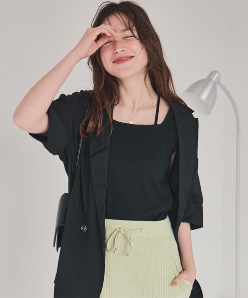 titivate（ティティベイト）の「シアーテーラードハーフジャケット（テーラードジャケット・レディース・ネイビー/ナチュラル/ブラウン/ブラック・L/M/S）」の9枚目の写真