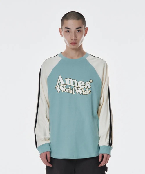 tシャツ A'GEM/9 × .kom 「AMESWORLDWIDE/アメスワールドワイド」 LINETAPE RAGLAN LONGSLEEVE T AMESーWORLDWIDE tシャツ A'GEM/9 × .kom 「AMESWORLDWIDE